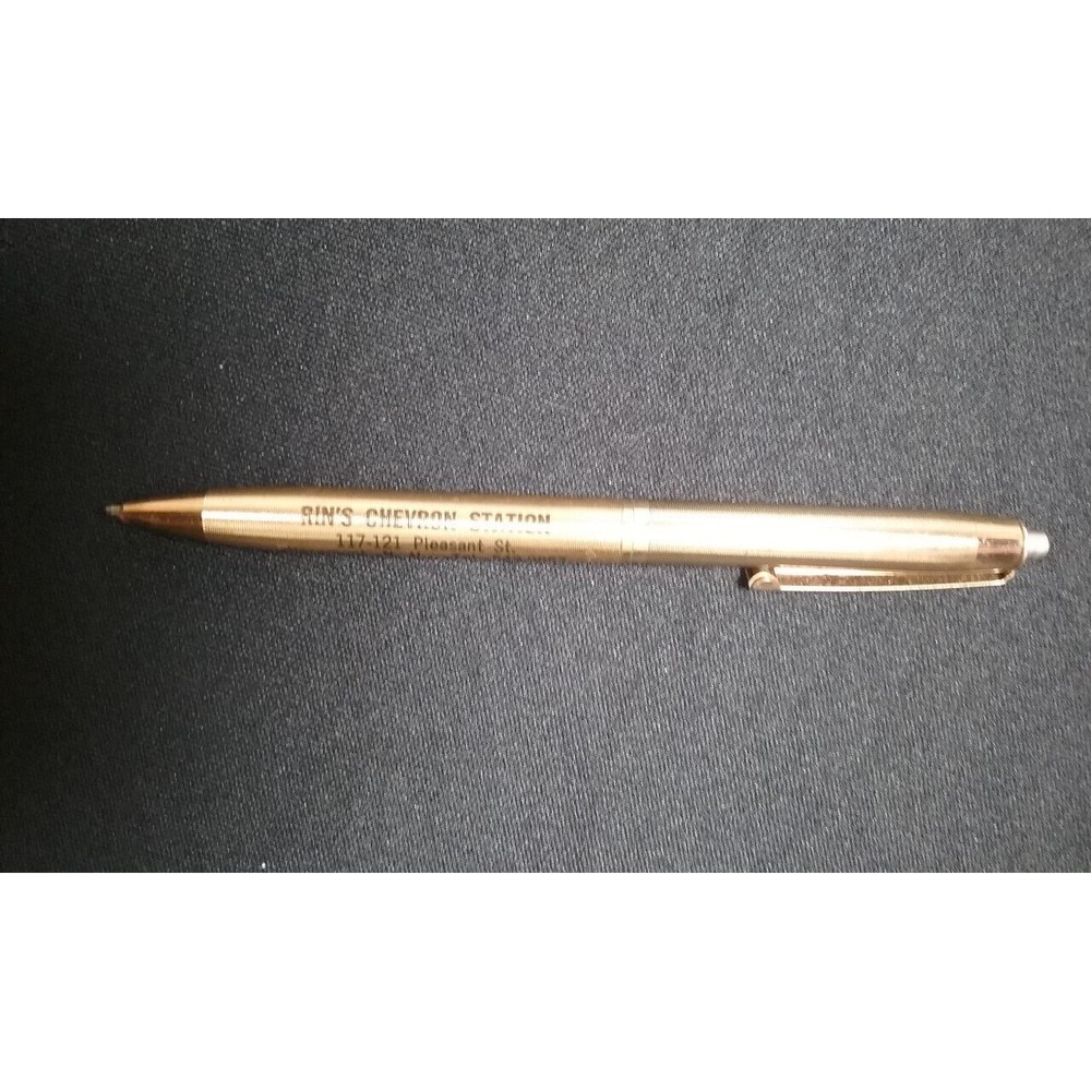 Vintage Advertising Ballpoint Pen Rin's Chevron Gasoline Station Claremont NH